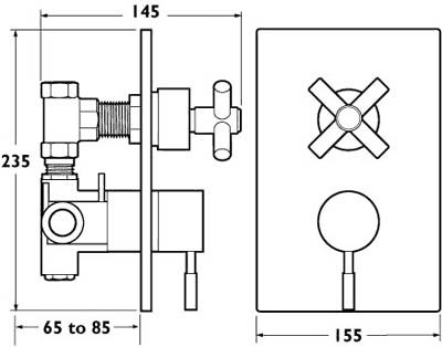 1/2" Twin Concealed Thermostatic Shower Valve (Chrome). additional image