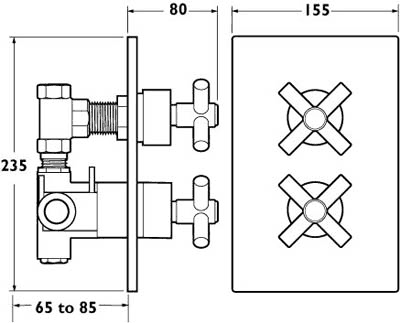 1/2" Twin Concealed Thermostatic Shower Valve (Chrome). additional image