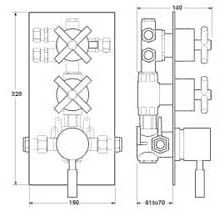 1/2" Triple Concealed Thermostatic Shower Valve (Chrome). additional image