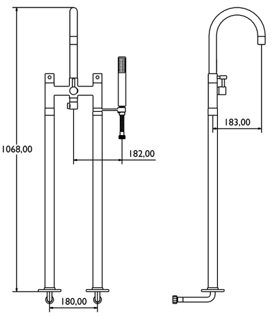 Bath Shower Mixer With Stand Pipes And Shower Kit. additional image