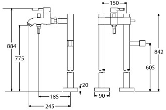 Bath Shower Mixer With Stand Pipes And Shower Kit. additional image