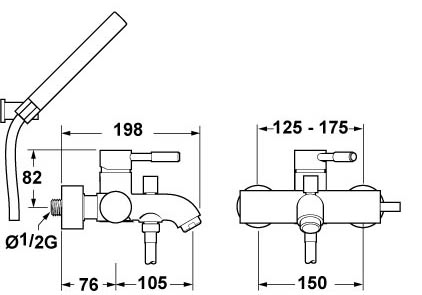 Wall Mounted Bath Shower Mixer Tap With Shower Kit. additional image