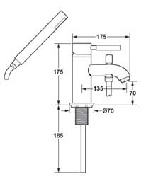 Single Hole Bath Shower Mixer Tap With Shower Kit. additional image