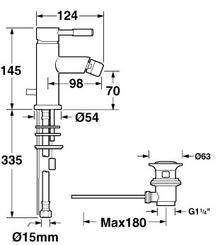 Mono Bidet Mixer Tap With Pop Up Waste. additional image