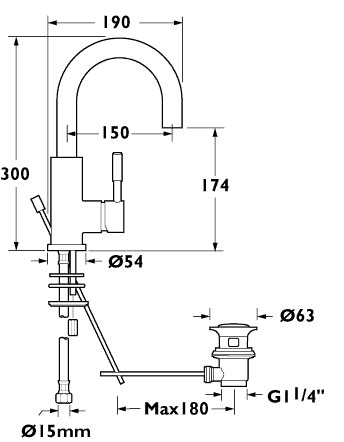 Mono Basin Mixer Tap With Swivel Spout And Pop Up Waste. additional image