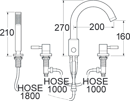 4 Hole Bath Shower Mixer Tap. additional image