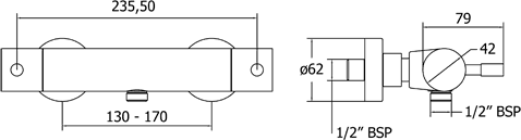 Thermostatic Exposed Bar Shower Valve (Chrome). additional image