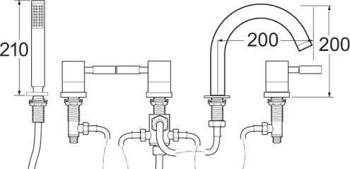 5 Hole Bath Shower Mixer Tap. additional image