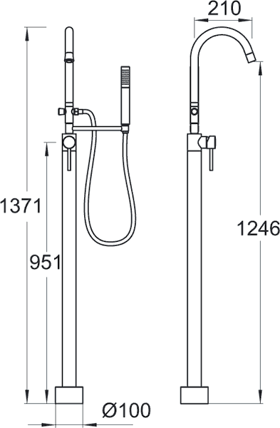 Mono Bath Shower Mixer With Stand Pipe And Shower Kit. additional image