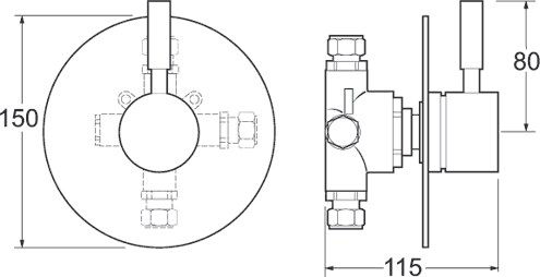 3 Way Shower Diverter (Chrome). additional image