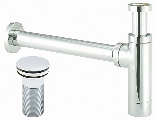 1 1/4" Bottle Trap And Basin Waste (Slotted, Chrome). additional image