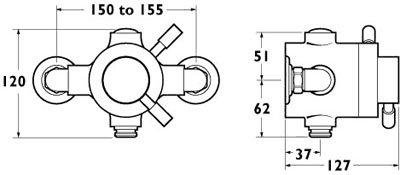 Modern Thermostatic Exposed Shower Valve (Chrome). additional image