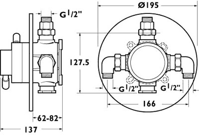 Modern Thermostatic Concealed Shower Valve (Chrome). additional image