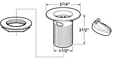 1 1/2" Sink Waste With Poly Plug (Chrome). additional image