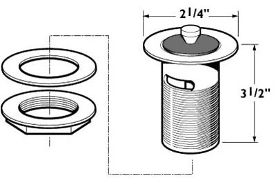 1 1/4" Captive Brass Basin Waste And Rubber Plug (Slotted). additional image