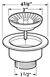 1 1/2" Kitchen Sink Waste, Flange & Strainer. (Stainless Steel) additional image