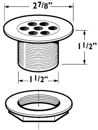 1 1/2" Shower Waste With 2 7/8" Flange (Gold). additional image