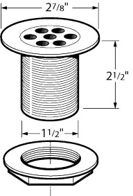 1 1/2" Shower Waste With 2 1/2" Tail (Chrome). additional image