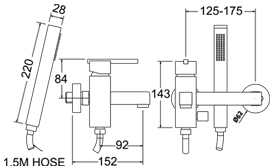 Wall Mounted Bath Shower Mixer Tap With Shower Kit. additional image