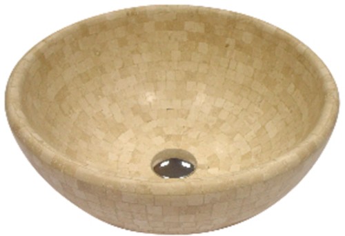 Travertine mosaic stone free-standing basin.  400x165mm. additional image
