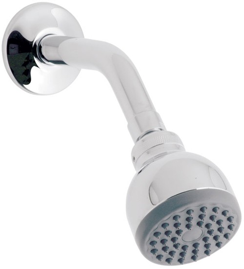 Chrome low pressure single function shower head and arm. additional image