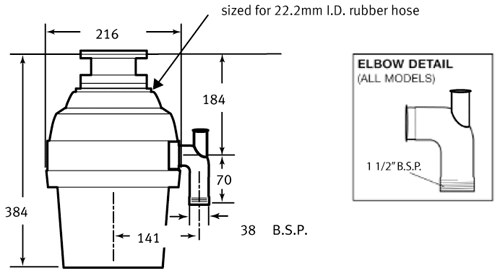 Turbo WD751 Continuous Feed Waste Disposal Unit. additional image