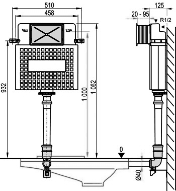 Concealed System Dual Flush Toilet Cistern. additional image