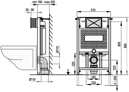 Frame With Cistern For Wall Hung WC (866x510mm). additional image