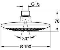 Solo Water Saving Shower Head (190mm, Chrome). additional image