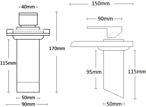 Glass Waterfall Basin Tap With LED lights (Chrome). additional image