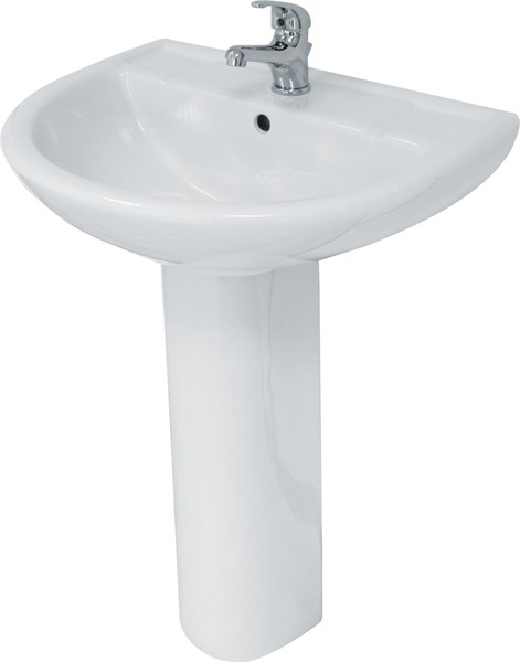 Basin & Pedestal (1 Tap Hole).  Size 560x445mm. additional image