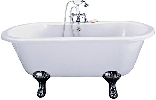 Grosvenor Double Ended Roll Top Bath With Traditional Feet.  1500mm. additional image