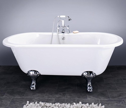 Grosvenor Double Ended Roll Top Bath With Traditional Feet.  1500mm. additional image