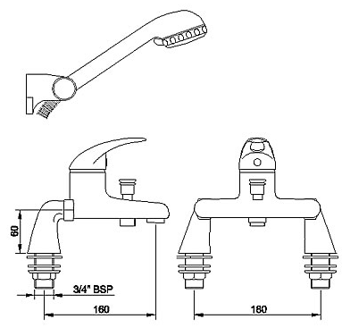 Bath Shower Mixer With Shower Kit (Chrome, Single Lever) additional image