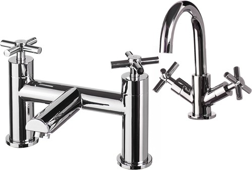 Basin Mixer & Bath Filler Tap Set (Chrome). additional image