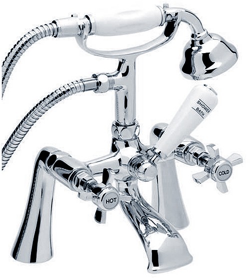 Traditional Bath Shower Mixer Tap With Shower Kit (Chrome). additional image