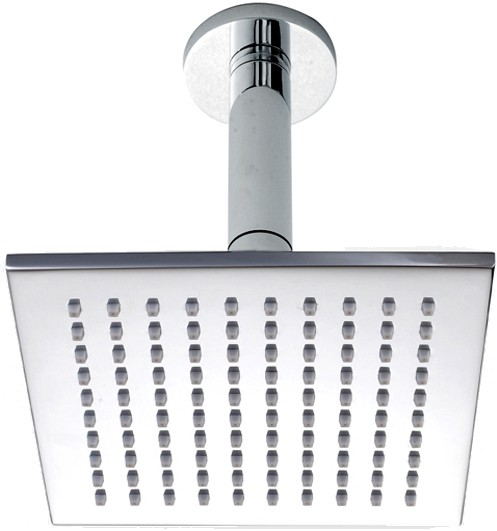 Square Shower Head With Ceiling Mounting Arm (195mm). additional image