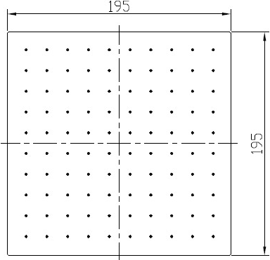 Square Shower Head With Ceiling Mounting Arm (195mm). additional image