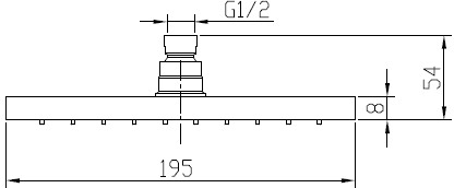 Square Shower Head With Ceiling Mounting Arm (195mm). additional image