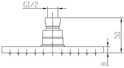 Round Shower Head With Ceiling Mounting Arm (200mm). additional image