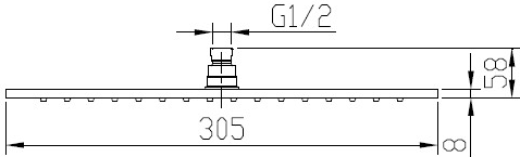 305mm Large Square Shower Head & Ceiling Mounting Arm. additional image