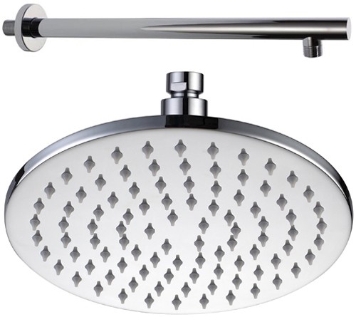 Round Shower Head With Wall Mounting Arm (200mm). additional image