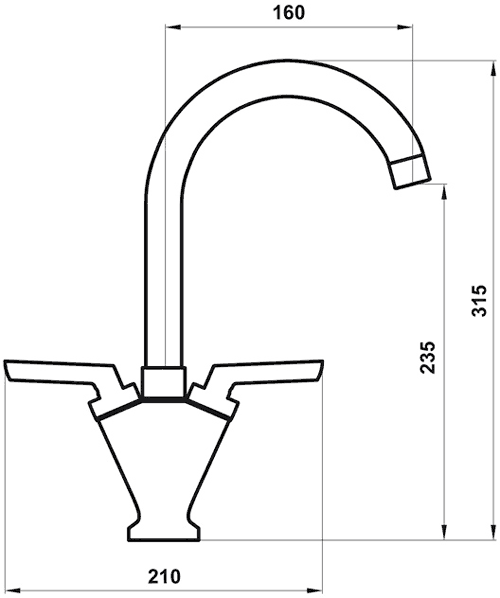 Grace Kitchen Tap With Twin Lever Controls (Chrome). additional image