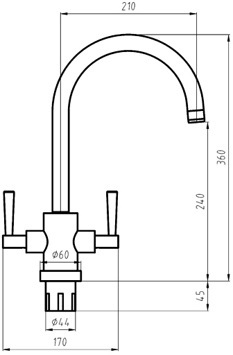 Ruby Kitchen Tap With Twin Lever Controls (Chrome). additional image