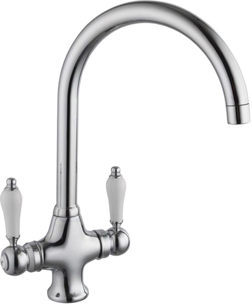 Evie Kitchen Tap With Twin Lever Controls (Chrome). additional image