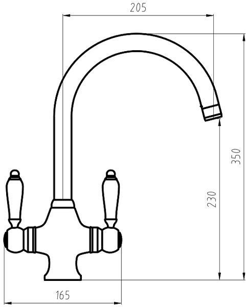 Evie Kitchen Tap With Twin Lever Controls (Chrome). additional image