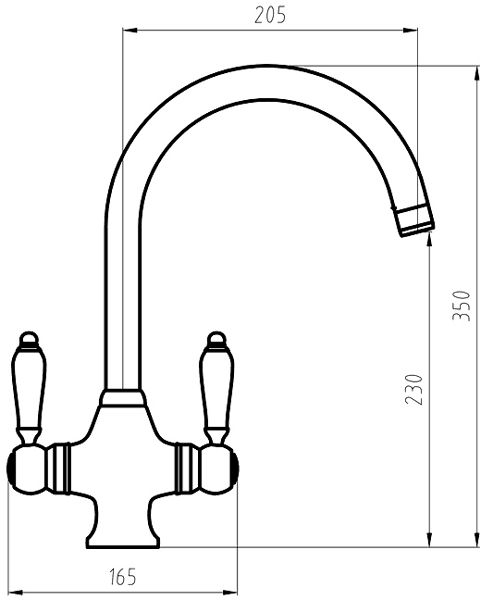 Evie Kitchen Tap With Twin Lever Controls (Brushed Steel). additional image