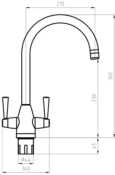 Mia Kitchen Tap With Twin Lever Controls (Chrome). additional image