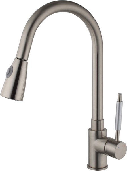 Lily Kitchen Tap With Pull Out Spray Rinser (Brushed Steel). additional image