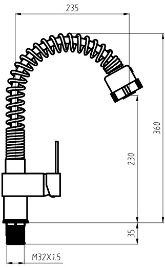 Hannah Kitchen Tap With Pull Out Spray Rinser (Chrome). additional image